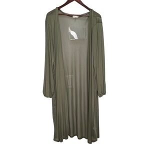 Urban Rose Green Sheer Maxi Open Front Maxi Cardigan Size 3X